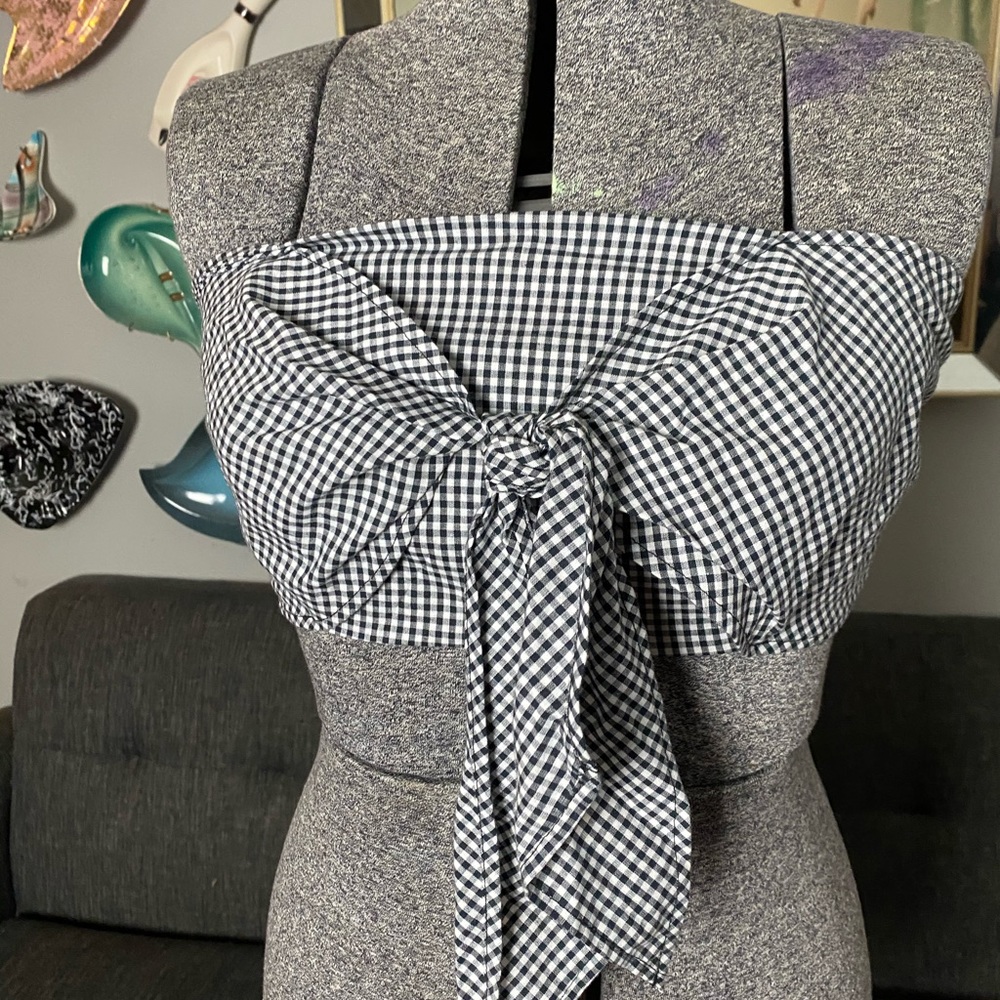 Pin up tube top NWT M b&w gingham